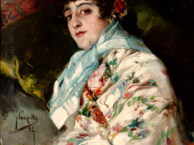 Lot: 35214479. JOAQUÍN SOROLLA Y BASTIDA (Valencia, 1863 - Cercedilla, Madrid, 1923).
"Madrileña con shawl", Valencia, 1884.