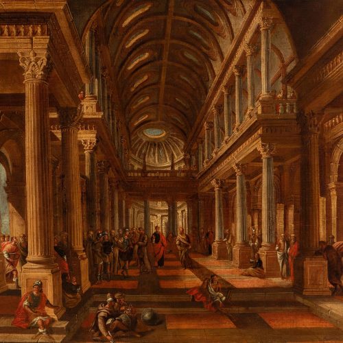 Escuela italiana del siglo XVII. Círculo de VIVIANO CODAZZI (Bérgamo, ca. 1604 – 1670).
“Capricho”.
