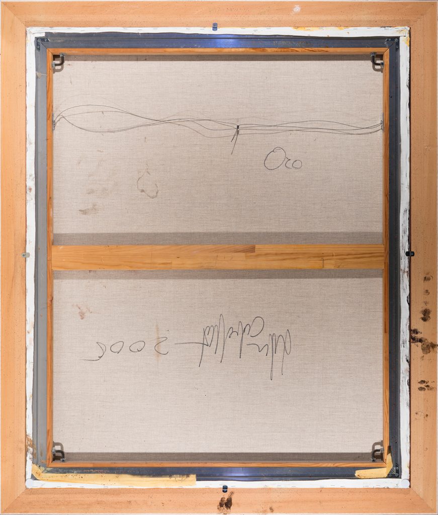 Reverso de un cuadro de Lita Cabellut, con firma de la artista.