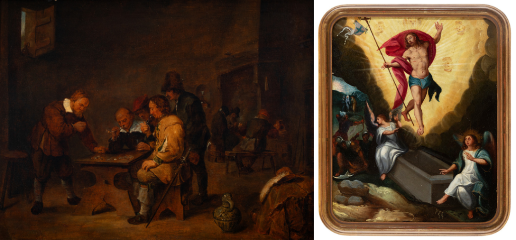David Teniers - Oil on oak panel. Signed / Flemish school of the early seventeenth century.  
"The Resurrection of Christ". Oil on copper. 