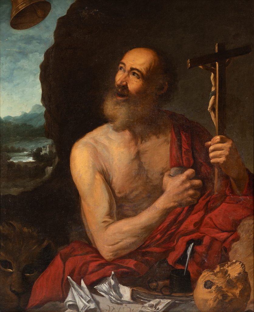 St. Jerome penitent accompanied by a skull as a symbol of reflection