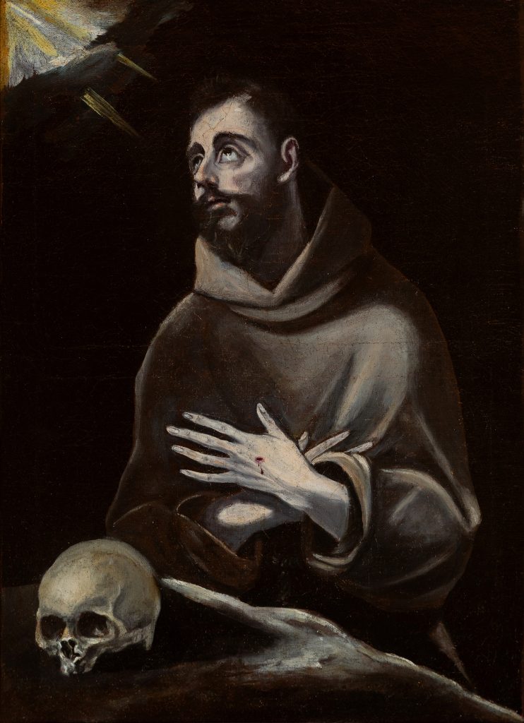 "St. Francis of Assisi" with skull, El Greco's workshop.